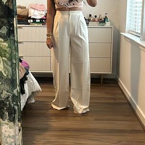 Zara wide-leg cream dress pants